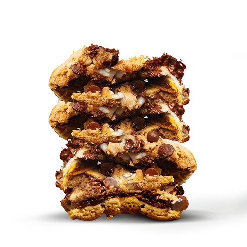 UniCookies Smore Unity. S'mores cookies with dairy free chocolate morsels, graham crackers, and gelatin free marshmallows. The best vegan cookie. Enlarged for details.